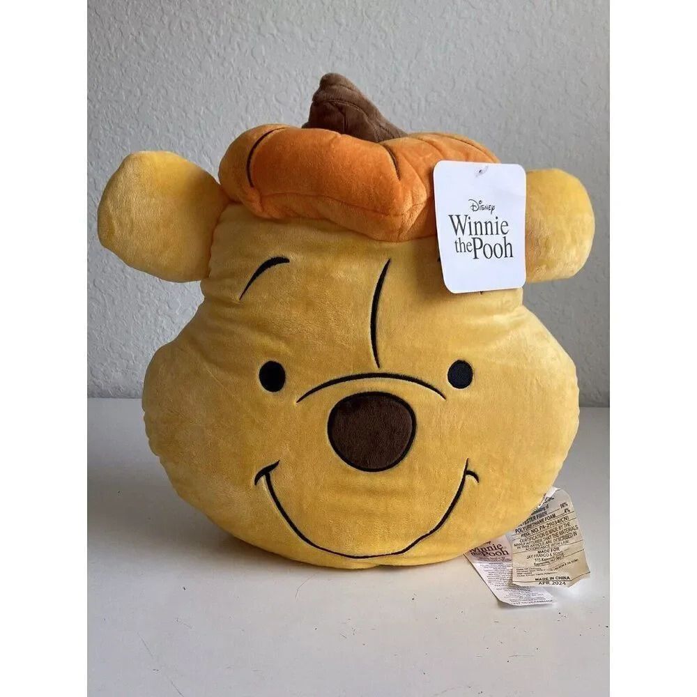 Disney Winnie Pooh Halloween Pumpkin Hat Soft Decorative Accent Pillow NEW